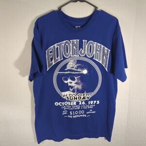 Elton John Blue Concert T Shirt Men’s Medium Retro 1975 Tour Graphic Rock Band